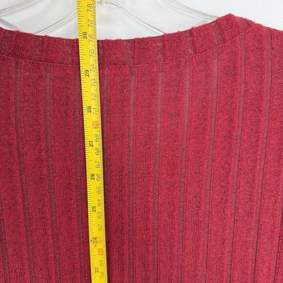 Women’s Red Ribbed Long Sleeve Tunic Top Size L Stretch Knit w/ Side Slits - Picture 16 of 16